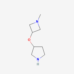 molecular formula C8H16N2O B12976345 3-((1-Methylazetidin-3-yl)oxy)pyrrolidine 