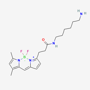 molecular formula C20H29BF2N4O B12976454 N-(6-aminohexyl)-3-(2,2-difluoro-10,12-dimethyl-1-aza-3-azonia-2-boranuidatricyclo[7.3.0.03,7]dodeca-3,5,7,9,11-pentaen-4-yl)propanamide 