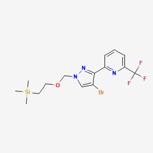 molecular formula C15H19BrF3N3OSi B12976461 2-(4-Bromo-1-((2-(trimethylsilyl)ethoxy)methyl)-1H-pyrazol-3-yl)-6-(trifluoromethyl)pyridine 