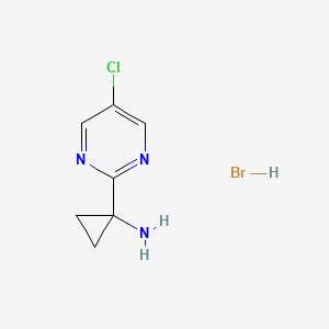 molecular formula C7H9BrClN3 B12976483 1-(5-Chloropyrimidin-2-yl)cyclopropanamine hydrobromide 