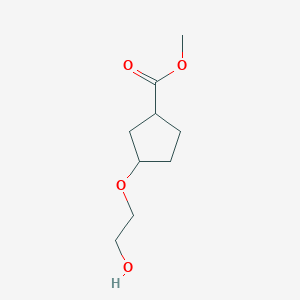 molecular formula C9H16O4 B12976536 Methyl 3-(2-hydroxyethoxy)cyclopentane-1-carboxylate 