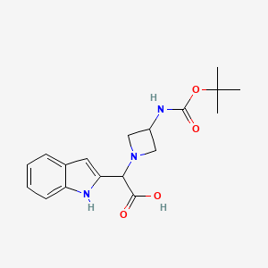 2-(3-((tert-butoxycarbonyl)amino)azetidin-1-yl)-2-(1H-indol-2-yl)acetic acid