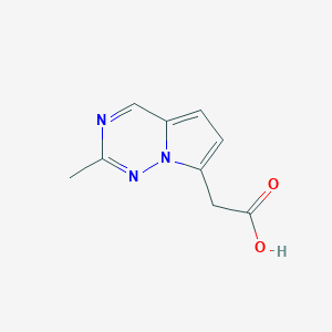 molecular formula C9H9N3O2 B12976626 2-(2-Methylpyrrolo[2,1-f][1,2,4]triazin-7-yl)acetic acid 