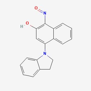 molecular formula C18H14N2O2 B12976672 4-(Indolin-1-yl)-1-nitrosonaphthalen-2-ol 