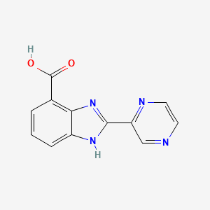 molecular formula C12H8N4O2 B12976679 2-(Pyrazin-2-yl)-1H-benzo[d]imidazole-4-carboxylic acid 