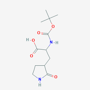 molecular formula C12H20N2O5 B12976712 2-((tert-Butoxycarbonyl)amino)-3-(2-oxopyrrolidin-3-yl)propanoic acid 