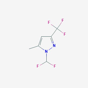 molecular formula C6H5F5N2 B12976778 1-(Difluoromethyl)-5-methyl-3-(trifluoromethyl)-1H-pyrazole 