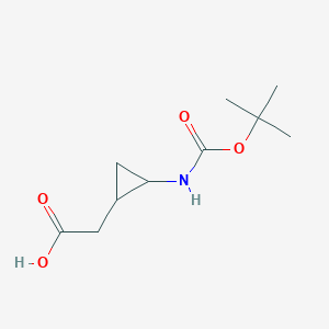 molecular formula C10H17NO4 B12976880 2-(2-((tert-Butoxycarbonyl)amino)cyclopropyl)acetic acid 