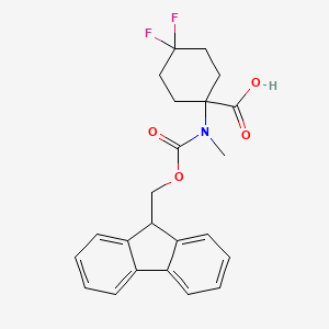 molecular formula C23H23F2NO4 B12976882 1-((((9H-Fluoren-9-yl)methoxy)carbonyl)(methyl)amino)-4,4-difluorocyclohexane-1-carboxylic acid 