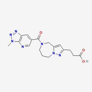 molecular formula C17H19N7O3 B12976901 3-(5-(3-Methyl-3H-[1,2,3]triazolo[4,5-b]pyridine-6-carbonyl)-5,6,7,8-tetrahydro-4H-pyrazolo[1,5-a][1,4]diazepin-2-yl)propanoic acid 