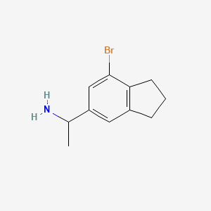 molecular formula C11H14BrN B12976918 1-(7-Bromo-2,3-dihydro-1H-inden-5-yl)ethan-1-amine 