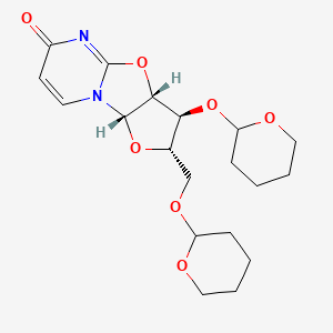 molecular formula C19H26N2O7 B12977026 (2S,4S,5S,6R)-5-(oxan-2-yloxy)-4-(oxan-2-yloxymethyl)-3,7-dioxa-1,9-diazatricyclo[6.4.0.02,6]dodeca-8,11-dien-10-one 