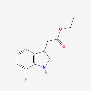 molecular formula C12H14FNO2 B12977041 Ethyl 2-(7-fluoroindolin-3-yl)acetate 