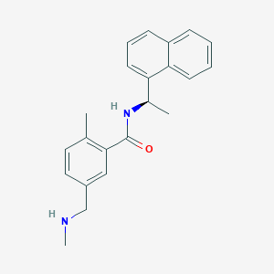 molecular formula C22H24N2O B12977067 (R)-2-Methyl-5-((methylamino)methyl)-N-(1-(naphthalen-1-yl)ethyl)benzamide 