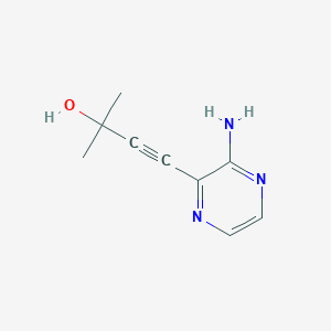 molecular formula C9H11N3O B12977077 4-(3-Aminopyrazin-2-yl)-2-methylbut-3-yn-2-ol 