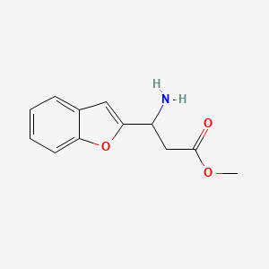 molecular formula C12H13NO3 B12977204 Methyl 3-amino-3-(benzofuran-2-yl)propanoate 