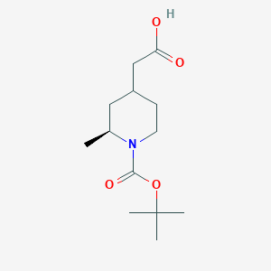 molecular formula C13H23NO4 B12977267 2-((2S)-1-(tert-Butoxycarbonyl)-2-methylpiperidin-4-yl)acetic acid 