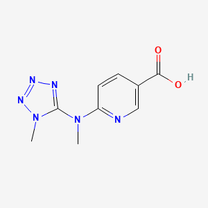 molecular formula C9H10N6O2 B12977339 6-(Methyl(1-methyl-1H-tetrazol-5-yl)amino)nicotinic acid 