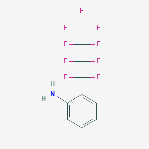 molecular formula C10H6F9N B12977358 2-(Nonafluorobutyl)aniline CAS No. 106877-28-5