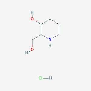 molecular formula C6H14ClNO2 B12977419 2-(Hydroxymethyl)piperidin-3-ol hydrochloride 