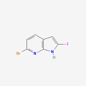 molecular formula C7H4BrIN2 B12977436 6-Bromo-2-iodo-1H-pyrrolo[2,3-b]pyridine 