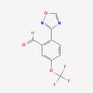 molecular formula C10H5F3N2O3 B12977495 2-(1,2,4-Oxadiazol-3-yl)-5-(trifluoromethoxy)benzaldehyde 