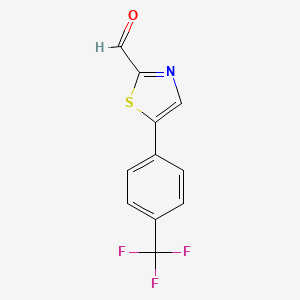 molecular formula C11H6F3NOS B12977523 5-(4-(Trifluoromethyl)phenyl)thiazole-2-carbaldehyde 