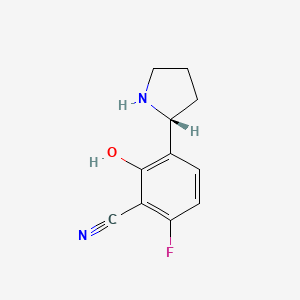 molecular formula C11H11FN2O B12977525 (R)-6-Fluoro-2-hydroxy-3-(pyrrolidin-2-yl)benzonitrile 