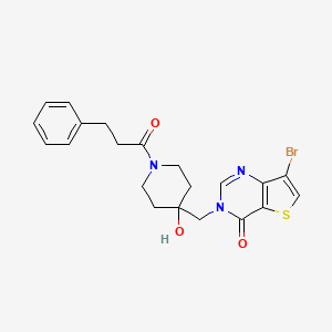 molecular formula C21H22BrN3O3S B12977529 7-Bromo-3-((4-hydroxy-1-(3-phenylpropanoyl)piperidin-4-yl)methyl)thieno[3,2-d]pyrimidin-4(3H)-one 