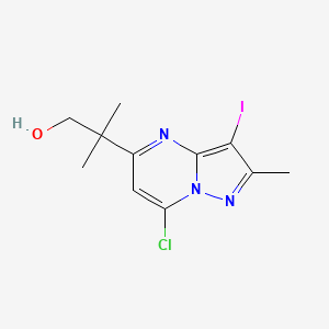 2-(7-Chloro-3-iodo-2-methylpyrazolo[1,5-a]pyrimidin-5-yl)-2-methylpropan-1-ol