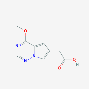 molecular formula C9H9N3O3 B12977585 2-(4-Methoxypyrrolo[2,1-f][1,2,4]triazin-6-yl)acetic acid 