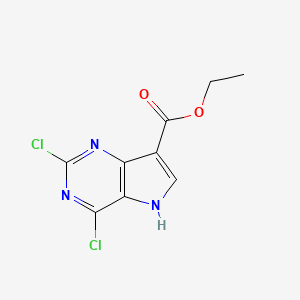 molecular formula C9H7Cl2N3O2 B12977628 ethyl 2,4-dichloro-5H-pyrrolo[3,2-d]pyrimidine-7-carboxylate 