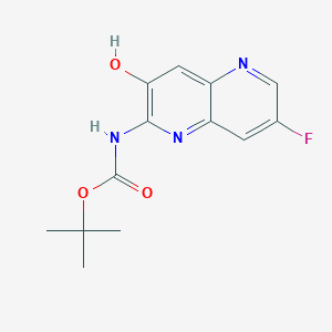 molecular formula C13H14FN3O3 B12977736 tert-Butyl (7-fluoro-3-hydroxy-1,5-naphthyridin-2-yl)carbamate 