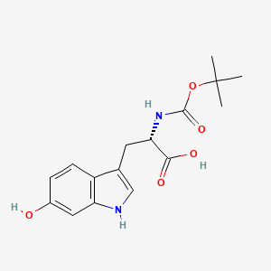 molecular formula C16H20N2O5 B12977781 (S)-2-((tert-Butoxycarbonyl)amino)-3-(6-hydroxy-1H-indol-3-yl)propanoic acid 