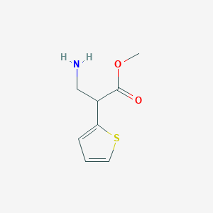 molecular formula C8H11NO2S B12977798 Methyl 3-amino-2-(thiophen-2-yl)propanoate 