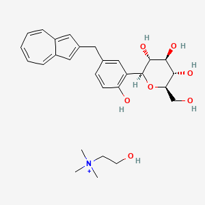 (2S,3R,4R,5S,6R)-2-(5-(Azulen-2-ylmethyl)-2-hydroxyphenyl)-6-(hydroxymethyl)tetrahydro-2H-pyran-3,4,5-triol, 2-hydroxy-N,N,N-trimethylethan-1-aminium salt