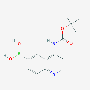 molecular formula C14H17BN2O4 B12977814 (4-((tert-Butoxycarbonyl)amino)quinolin-6-yl)boronic acid 