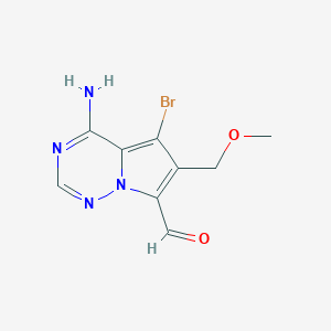 molecular formula C9H9BrN4O2 B12977815 4-Amino-5-bromo-6-(methoxymethyl)pyrrolo[2,1-f][1,2,4]triazine-7-carbaldehyde 