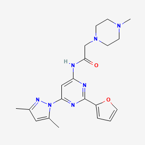 molecular formula C20H25N7O2 B12977856 N-(6-(3,5-dimethyl-1H-pyrazol-1-yl)-2-(furan-2-yl)pyrimidin-4-yl)-2-(4-methylpiperazin-1-yl)acetamide 