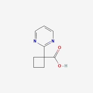 molecular formula C9H10N2O2 B12977875 1-(Pyrimidin-2-yl)cyclobutane-1-carboxylic acid 