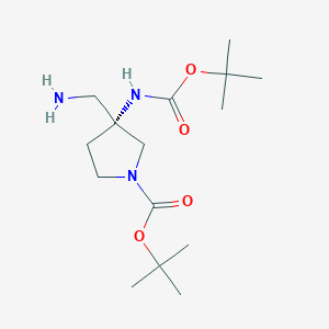 tert-Butyl (R)-3-(aminomethyl)-3-((tert-butoxycarbonyl)amino)pyrrolidine-1-carboxylate