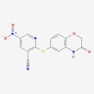 5-Nitro-2-((3-oxo-3,4-dihydro-2H-benzo[b][1,4]oxazin-6-yl)thio)nicotinonitrile