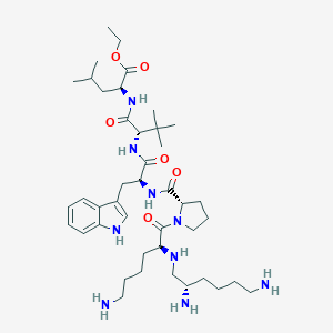 B129780 ethyl (2S)-2-[[(2S)-2-[[(2S)-2-[[(2S)-1-[(2S)-6-amino-2-[[(2S)-2,6-diaminohexyl]amino]hexanoyl]pyrrolidine-2-carbonyl]amino]-3-(1H-indol-3-yl)propanoyl]amino]-3,3-dimethylbutanoyl]amino]-4-methylpentanoate CAS No. 169528-11-4