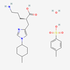 (2S)-5-amino-2-[[1-(4-methylcyclohexyl)imidazol-4-yl]methyl]pentanoic acid;4-methylbenzenesulfonic acid;hydrate