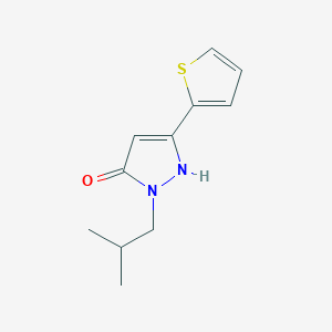 molecular formula C11H14N2OS B12978195 1-isobutyl-3-(thiophen-2-yl)-1H-pyrazol-5-ol 