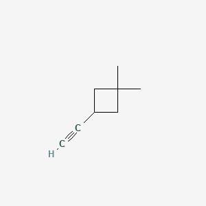 molecular formula C8H12 B12978200 Cyclobutane, 3-ethynyl-1,1-dimethyl- CAS No. 66438-88-8