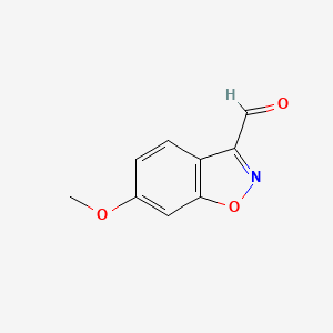 molecular formula C9H7NO3 B12978291 6-Methoxybenzo[d]isoxazole-3-carbaldehyde 