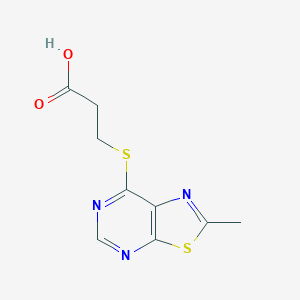 molecular formula C9H9N3O2S2 B12978379 3-((2-Methylthiazolo[5,4-d]pyrimidin-7-yl)thio)propanoic acid 