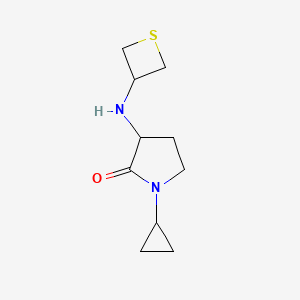 molecular formula C10H16N2OS B12978395 1-Cyclopropyl-3-(thietan-3-ylamino)pyrrolidin-2-one 