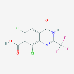 molecular formula C10H3Cl2F3N2O3 B12978431 6,8-Dichloro-4-oxo-2-(trifluoromethyl)-3,4-dihydroquinazoline-7-carboxylic acid 